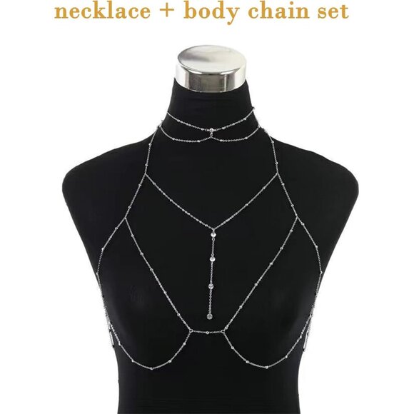 Gold Body Chain for Women Pearl Rhinestone Bra Waist Jewelry No Tarnish - Picture 6 of 7